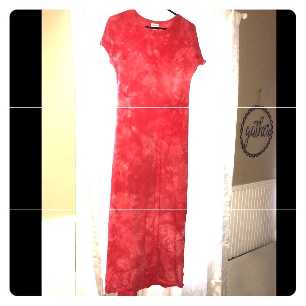 Coral Acid-washed Maria Dress
